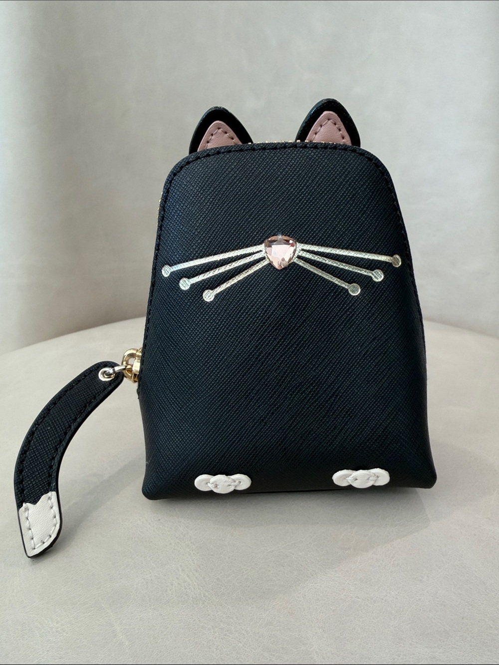 Kate Spade Black Cat 🐈‍⬛ Coin Bag with Pink Accent